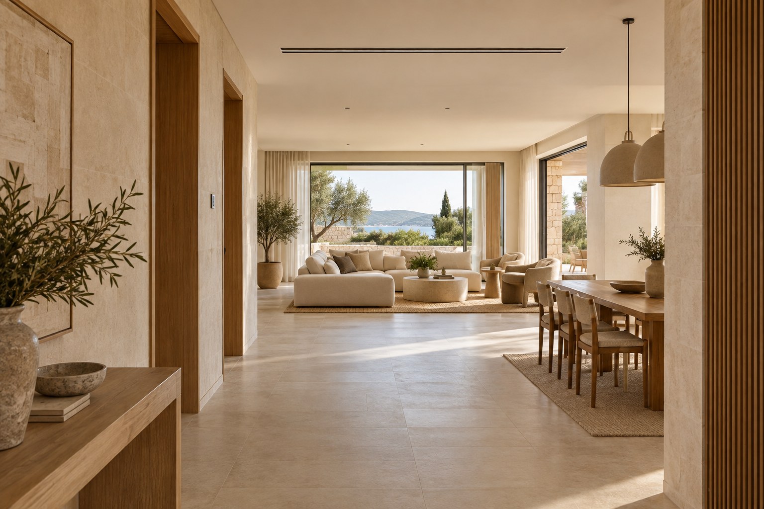 Interior conceptual con climatización por conductos integrada